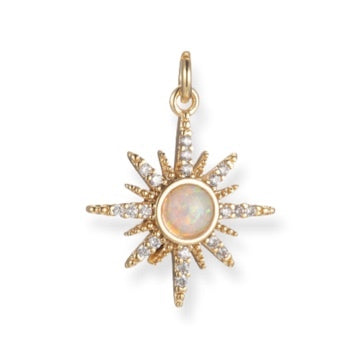 14K Gold Filled Opal Star Charm