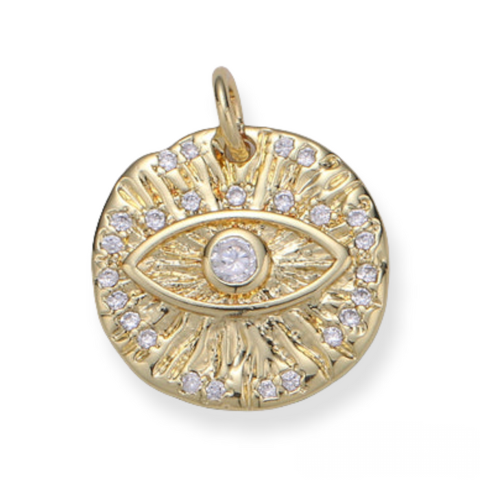 14K Gold Filled Micro Pave Evil Eye Charm