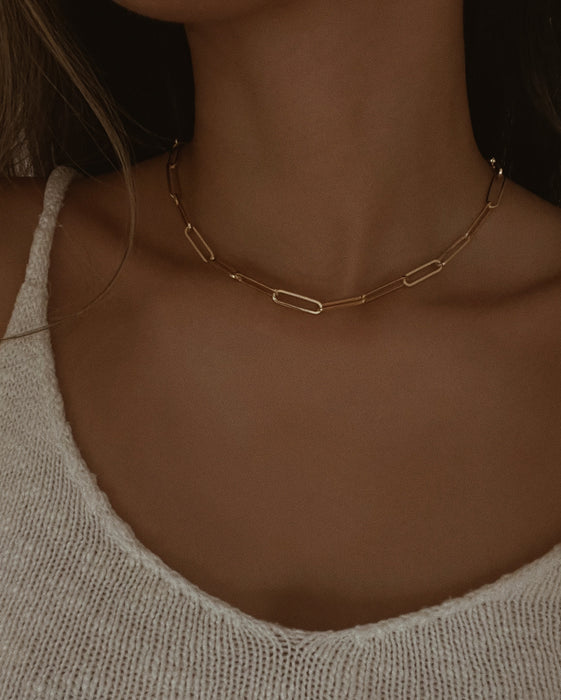 18K Gold Filled Paperclip Chain Necklace