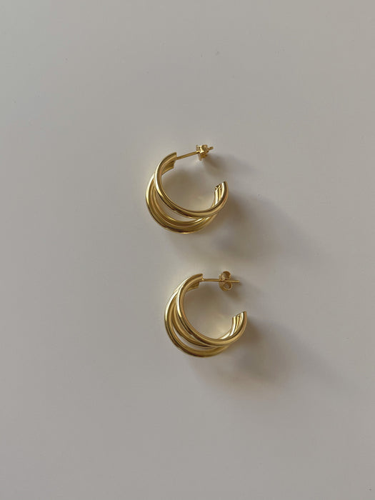 18K Gold Plated Triple Hoop Earrings