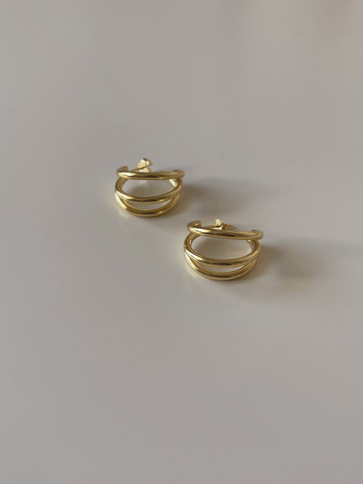 18K Gold Plated Triple Hoop Earrings