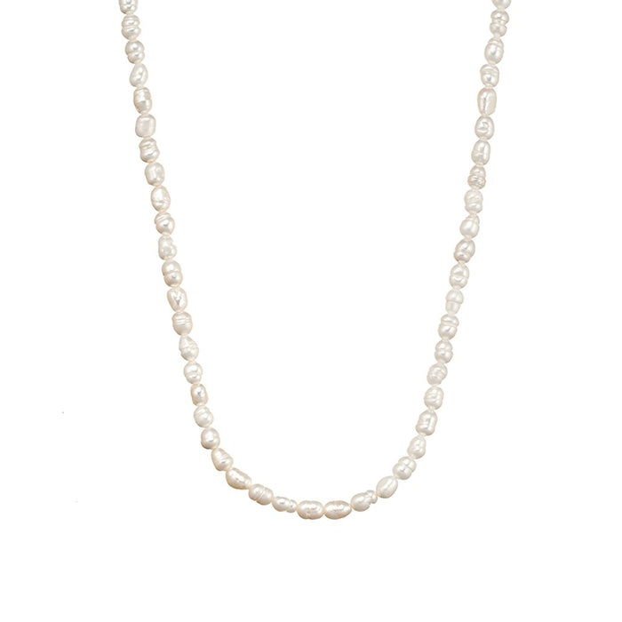 Bolt Clasp Rice Pearl Necklace